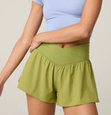 Aerie Offline Real Me Crossover Flowy Shorts Crew Green Active Skort Pocket M Photo 0
