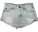 American Eagle women's denim shorts distressed light wash frayed raw hem size 0 Photo 0