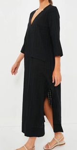 Tuckernuck Pomander Place Womens Black Carolina Caftan Swim Coverup Dress Large Photo 0