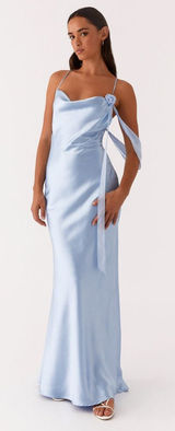 Peppermayo Too‎ Sweet Satin Maxi Dress - Blue size 14 NWT Photo 0