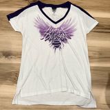 Harley Davidson White and Purple Short Sleeve V Neck Shirt Women’s Small Photo 0