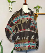New In Women's Size L Button Up Southwestern Aztec Fleece Pullover Jacket NWT Photo 0