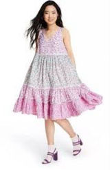 LoveShackFancy for Target Camille Babydoll Dress XS Pink Floral Lace Tiered Photo 0