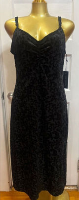 Rachel Zoe Black Velvet Burnout Devoré Midi Dress Whimsigoth 90s Style L Photo 0