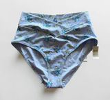 Aerie Real Good High Waisted Crossover Bikini Bottoms‎ Blue Floral M NWT Photo 0