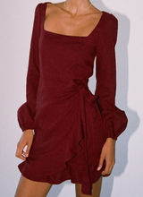Princess Polly The Villa Long Sleeve Mini Dress Wrap Ruffle‎ Short Red Size 8 Photo 0