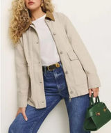 Reformation Archer Denim Jacket Coyote Brown Oversized Small NWT Photo 0
