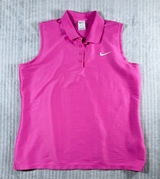 Nike Dri-FIT Sleeveless Golf Polo Top Womens XL Pink Ribbed Athletic Activewear Photo 0