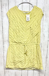Rag & Bone Dress Women Size 2 Yellow Crepe Short Sleeve Front Tie Mini Pullover Photo 0