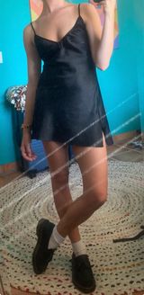 Vintage Victoria's Secret Satin Slip Dress Black Photo 0