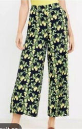 LOFT by ANN TAYLOR Lemon Tree Verbena LINEN & VISCOSE Pants Sz S Wide Leg Comfy Photo 0