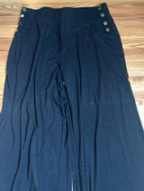 Halston Heritage Wide Leg Black Pants with Gold Button Detail. Size Large. Photo 0