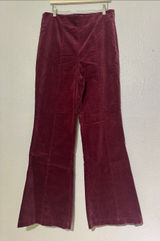 Forever 21 Contemporary Burgundy Velvet Flare Pants High Rise Side Zip XL Photo 0