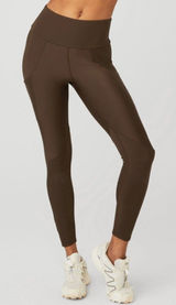 Alo Ribbed Airlift High-Waist 7/8 Enchanted Leggings Espresso Hi-Rise Waisted S Photo 0