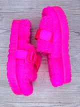 UGG Fluffita Pink Slippers wool fluffy slipper shoes sandals size 8 hot pink Photo 0