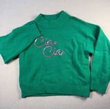 A New Day Green Ciao Ciao Sequin Mock Neck Sweater Womens Large Emerald Pink Photo 0