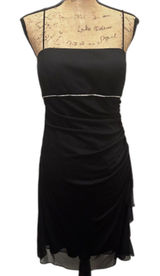 Betsy & Adam Vintage Y2K Black Ruched Rhinestone Midi Homecoming Dress Modern 6‎ Photo 0