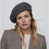 Zara Medium Wool Blend Beret Grey Textured Knit Winter Hat French Chic Accessory Photo 0