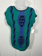 Lucia Vintage Handknit Purple and Green Sleeveless Sweater No Size EUC Photo 0