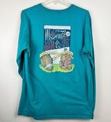 Laura James Large Long Sleeve Turquoise Graphic Tee Southern Comforts Football Photo 0