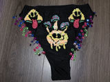 iHeartRaves womens Sequin Mushroom High Waisted Rave Bottoms Colorful Jewel Fringe Festival Photo 0