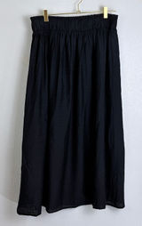Minimalist Black Midi Skirt Elastic Waist Belt Loops Nine West L Whimsigoth Photo 0