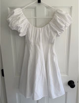 Abercrombie & Fitch White Puff Sleeve Smocked Mini Dress XS‎ Photo 0