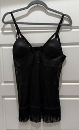 Seduction by Fredricks of Hollywood Black Sheer Fringe Nightie Lingerie Dress Photo 0