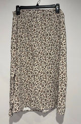 Nine West Leopard Print A-Line Midi Skirt XL Rayon Elastic Waist Brown Beige Photo 0