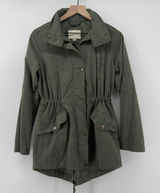 A‎ New Day Anorak Full Zip Utility Jacket Army Green Women S Hidden Hood Pockets Photo 0
