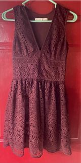 Abercrombie Burgundy Lace Dress Mini Photo 0