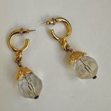 Clear and gold tone hoop drop earrings Photo 0