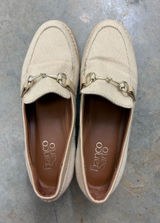 Franco Sarto Canvas Horsebit Lug Sole Loafers Beige Tan Women’s 7.5 Photo 0