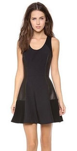 RAG & BONE Leather Montrose Fit N' Flare Little Black Dress Panel Mini Size 6 Photo 0