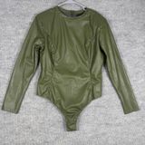 Adidas Ivy Park Size XL-1X Bodysuit Faux Leather Long Sleeve Wild Pine Green Photo 0