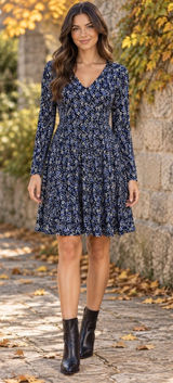 Women's XL Dress Floral Long Sleeve Babydoll Dress (fits smaller) Photo 0