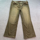 Baby Phat Olive Green Wide Leg Y2K Jeans Women's 12 Embroidered Logo Low Rise Photo 0