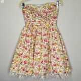🍁 Minuet Cottagecore Floral Boho Strapeless Mini Party Cocktail Dress‎ Small Photo 0