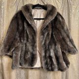 By Glenoit Woman's Faux Fur Over Coat Brown Solid Large Open Vintage Photo 0