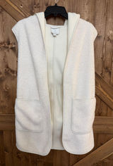 Joie Women’s XS Ivory Sherpa Fleece Hooded Long Vest Open Front (9207) Photo 0