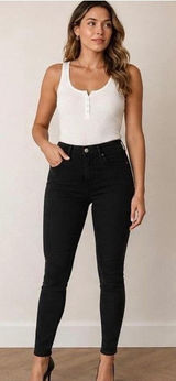 Good American Good Leg Jeans Womens 8/29 Black High Rise Skinny Stretch Denim Photo 0