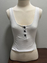 Cotton On Cropped Ribbed Henley Tank Top White S Boho Y2K Photo 0