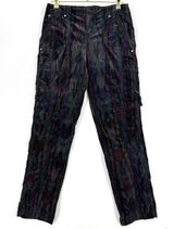 Marrakech Women 29 Printed Corduroy Cargo Pants Multicolor Y2K Boho Utility Art Photo 0