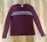 VTG Old Navy‎ Knit Fishermen Sweater V-Neck Maroon Cottage Womens L Y2K academia Photo 0