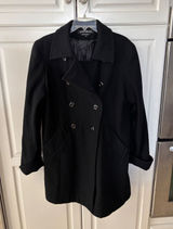 Donnybrook Black 100%‎ Wool Pea Coat Double Breasted Mid Length Jacket Womens 14 Photo 0