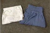 Womens Small Bundle White Cotton Cami and Blue Smocked Paperbag Lounge Shorts Photo 0