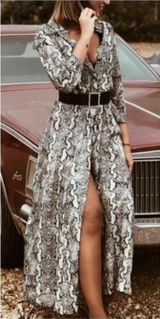 Zara Gray Snake-Print Maxi Dress Photo 0