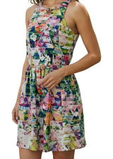 AMANDA UPRICHARD Geometric Floral Print Sleeveless A-Line Dress EUC Size Small Photo 0