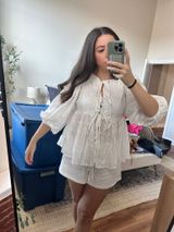 White Flowy Blouse Shein Photo 0