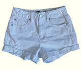 GARAGE Mom Shorts White Denim Cuffed Raw Hem Distressed Size 01‎ Photo 0